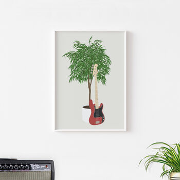 Bass Guitar Houseplant Print | Guitarist Music Poster, 10 of 10