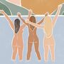 Sun Worshipping Women Wild Swimming A4 Art Print, thumbnail 2 of 2