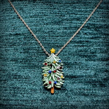 Christmas Tree Necklace, 14k Gold Plated, 3 of 4