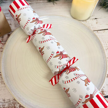 Sausage Dog Christmas Crackers X Six Premium Dachshund Crackers, 3 of 3