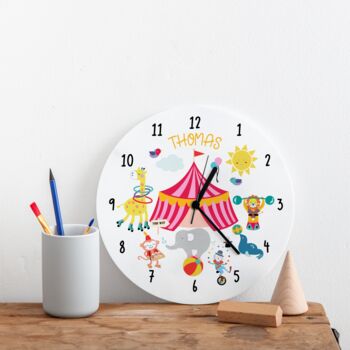 Circus Themed Personalised Funfair Bedroom Clock, 4 of 5
