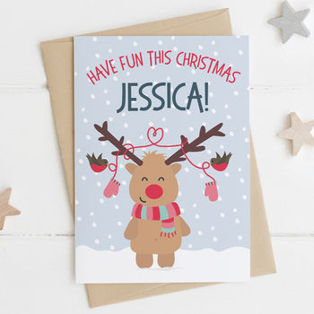 Cute Reindeer Christmas Card For Children, 3 of 3
