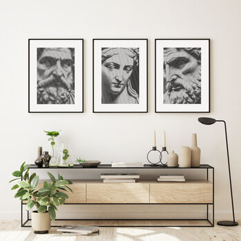 Set Of Three Abstract Statue Faces Art Unframed Prints, 8 of 8