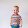 Organic Baby And Child Handmade Rainbow Stripe T Shirt, thumbnail 1 of 4