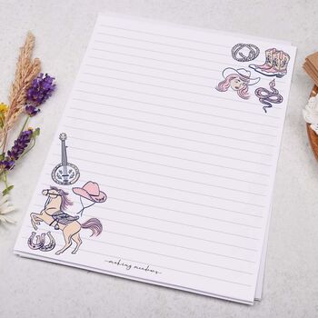 A5 Letter Writing Paper With Rodeo Cowgirl And Horse, 2 of 4