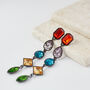 Multi Colour Long Drop Crystal Earrings, thumbnail 3 of 3
