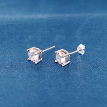 8 Mm Cz Sterling Silver Stud Earrings, 5 of 7