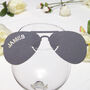 Personalised Modern Sunglasses Wine Glass Place Card, thumbnail 1 of 3