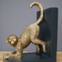 Set Of Black And Gold Coloured Monkey Bookends, thumbnail 4 of 4