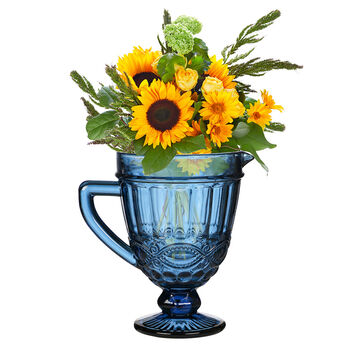 Sapphire Blue Pitcher Jug Flower Vase, 2 of 9
