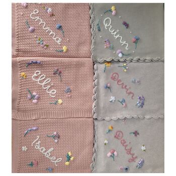 Hand Embroidered Baby Name Blanket, 2 of 7