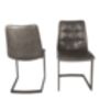 Italian Leather Metal Leg Chair Brown Or Grey, thumbnail 4 of 9