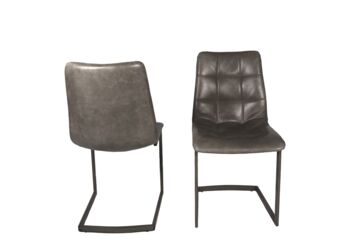 Italian Leather Metal Leg Chair Brown Or Grey, 4 of 9