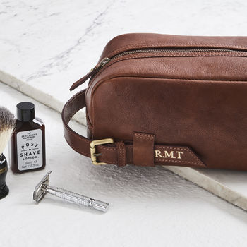 Leather Initial's Wash Bag With Buckle, 6 of 7
