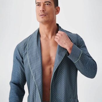 Men's 'Geometric Moorland' Crisp Cotton Robe, 2 of 6