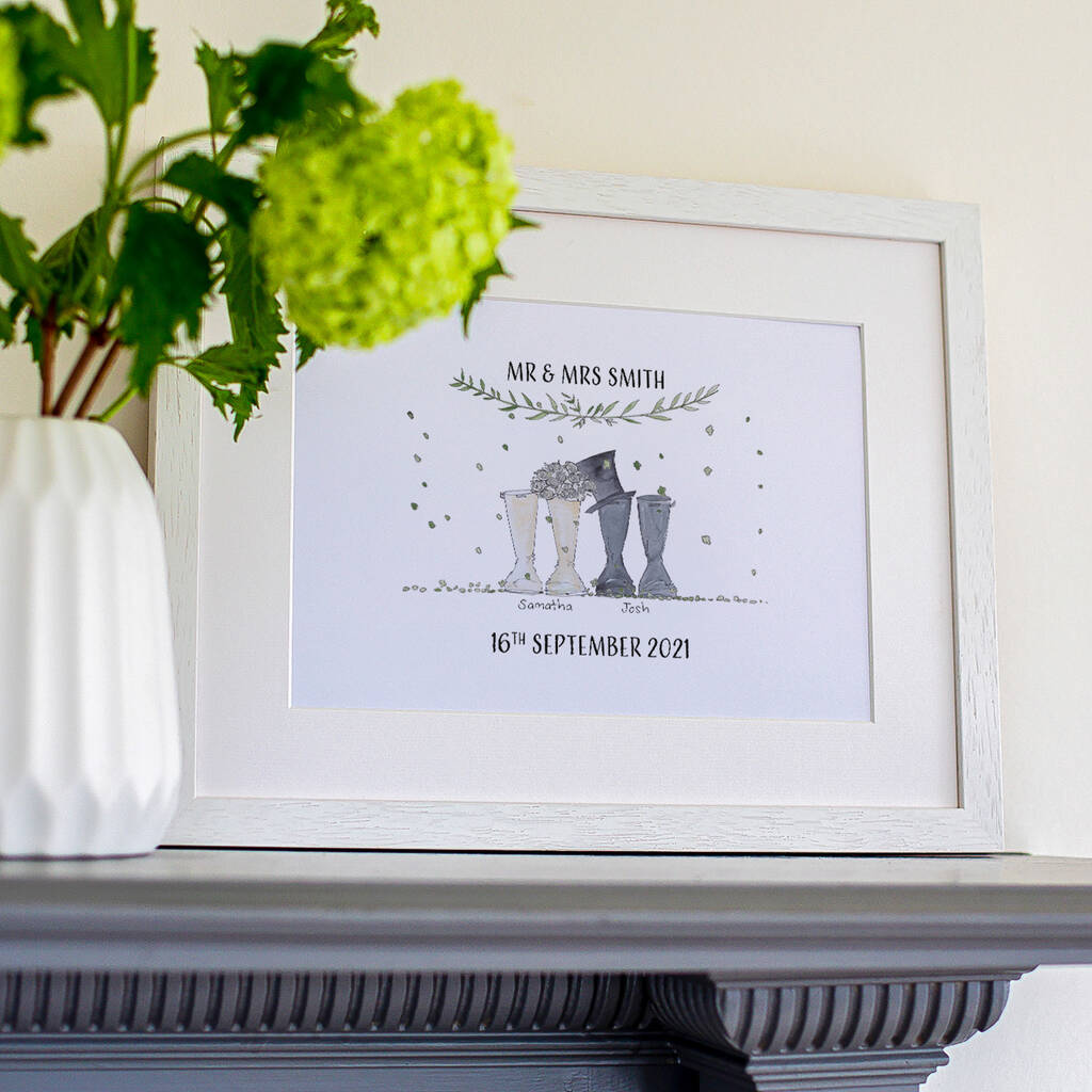 Personalised Wedding Welly Boot Family Print, 1 of 7