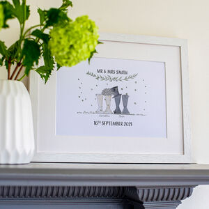 Personalised Wedding Gift Wellies Welly Print Mr and Mrs/Mr and Mr/Mrs and Mrs 