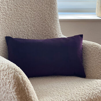 Luxury Super Soft Velvet Cushion Plum Purple, 3 of 4