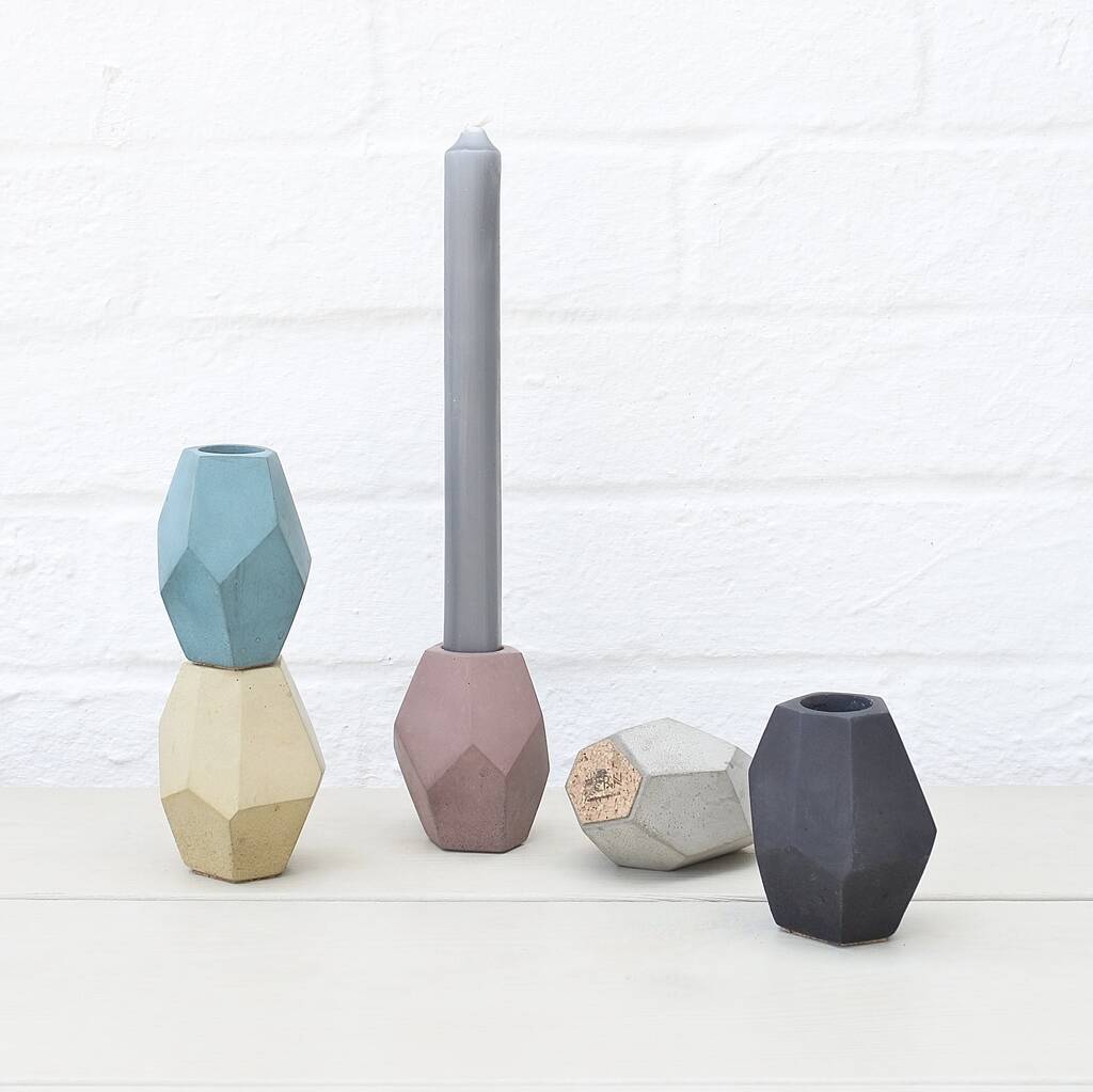 Sustainable Concrete Geometric Candle Stick Holder, 1 of 8