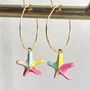 Colourful Pastel Enamel Starfish Hoop Earrings, thumbnail 4 of 5