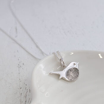Silver Fingerprint Robin Charm, 2 of 6