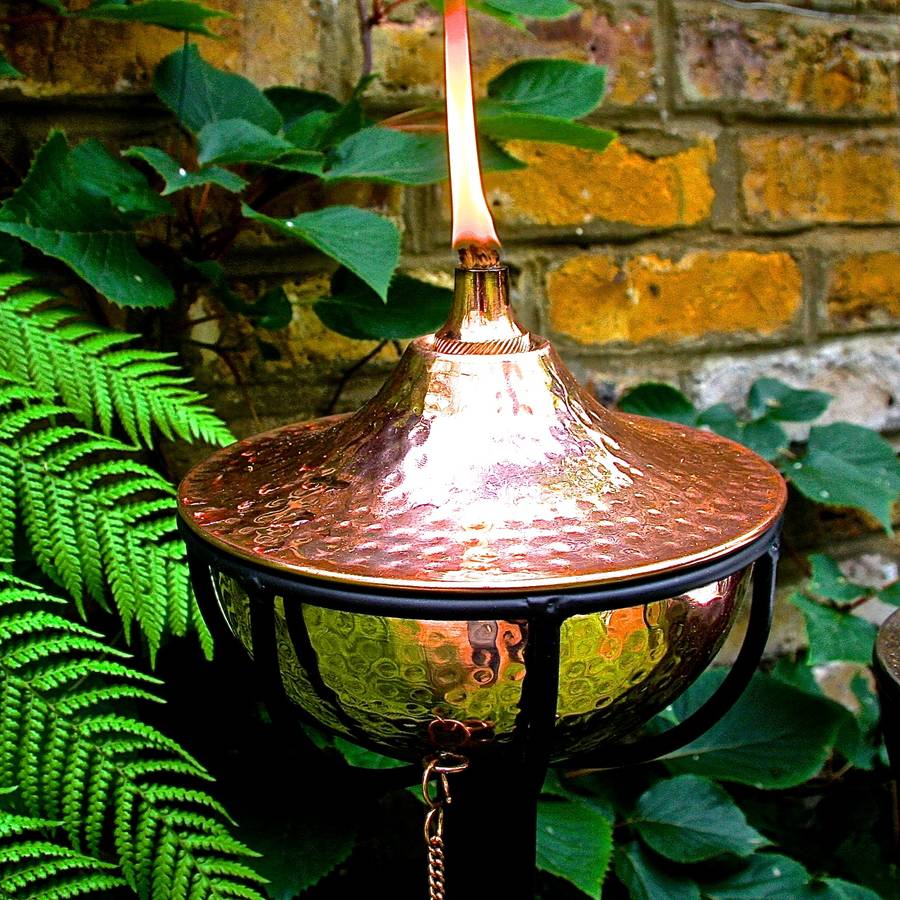 Copper Bowl Garden Torch 