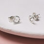 Silver Circle Stud Earrings, thumbnail 3 of 5