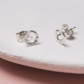 Silver Circle Stud Earrings, 3 of 5