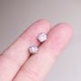 Pink Zircon Stone Heart Stud Earrings, Minimalistic Studs, thumbnail 1 of 7