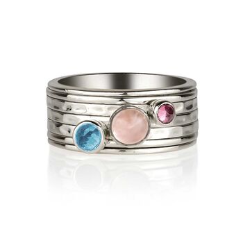 Ibiza Sunset Pink And Blue Gemstone Sterling Silver Spinning Ring, 6 of 6
