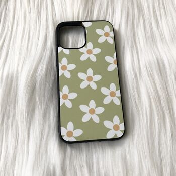 Green/Beige/Brown Flowers Phone Case, 5 of 5