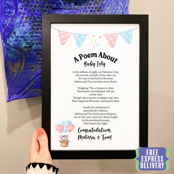 Personalised New Baby Gift Print Special Poem, 2 of 4