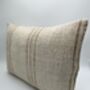 Oblong, Natural, Hemp, Neutral, Woven, Grain Sack, Striped Cushion With Cotton Reverse Brown Multi Stripe Duo Plus Right Edge, thumbnail 2 of 5