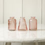 Rose Pink Glass Bud Vases Set Of Three, thumbnail 2 of 5