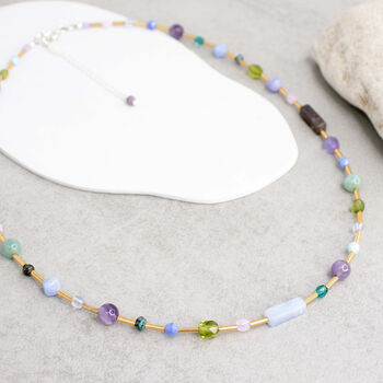 Willow Sterling Silver Beaded Gemstone Necklace, 2 of 4