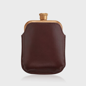Copper Hip Flask With Engraved Vintage Leather Sleeve, 4 of 5