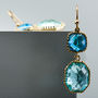 Gold Plated Rectangle Glass Drop Earrings, thumbnail 1 of 7