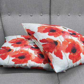 Poppy Cushion Cover, Double Sided Coquelicots Printing, 4 of 7