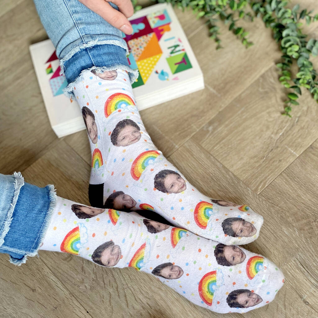 Personalised Rainbow Gift Photo Socks By Solesmith