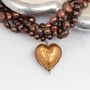 Murano Heart And Pearl Necklace In Gold Or Silver, thumbnail 4 of 11