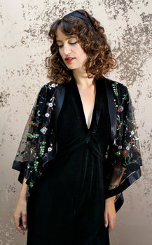 Shrug In Black Meadow Flower Embroidered Lace, 2 of 2