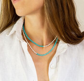Turquoise Howlite And Sterling Silver Necklace Or Bracelet, 3 of 11
