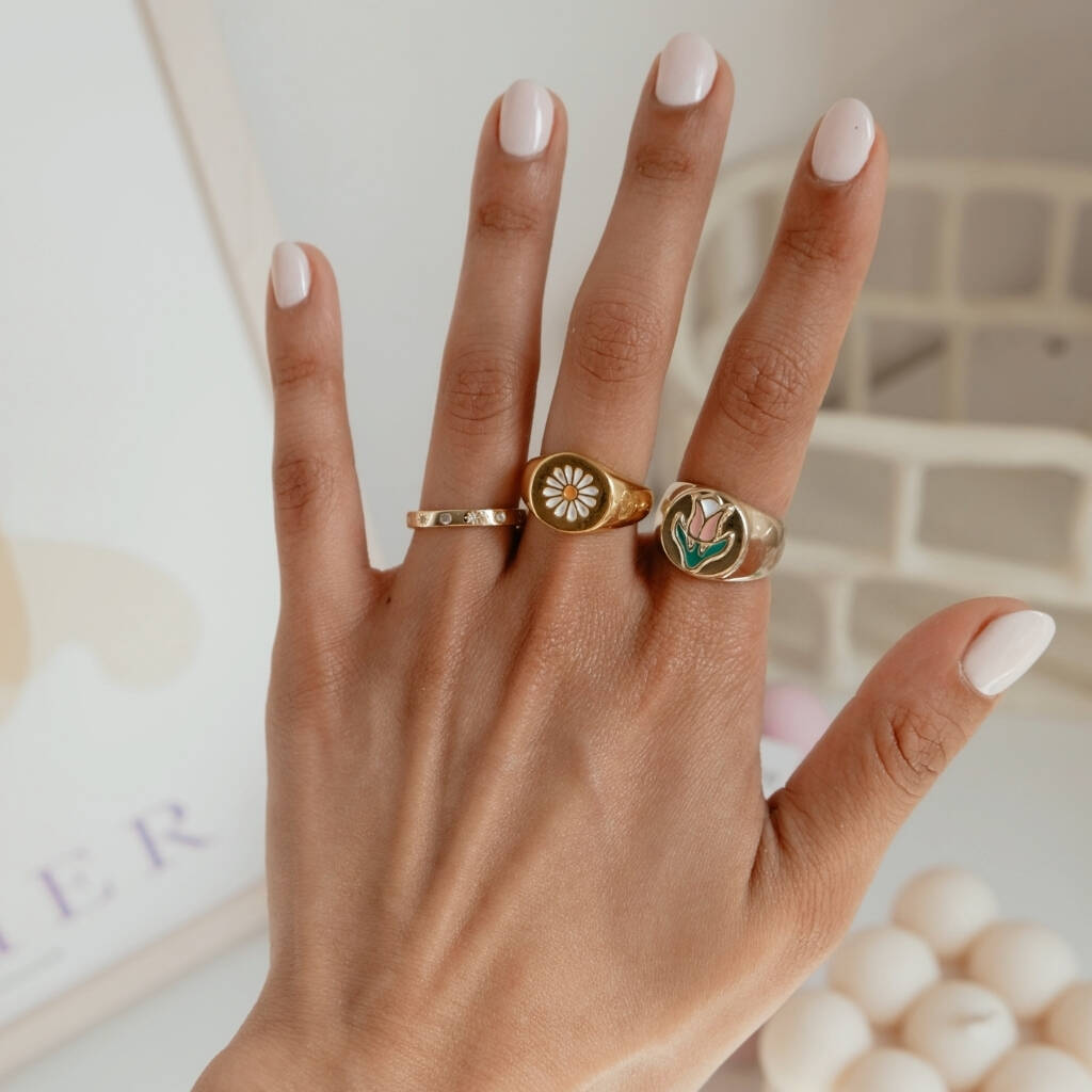 Terri Daisy Flower Ring Gold Plated Chunky Ring By Ajouter Store