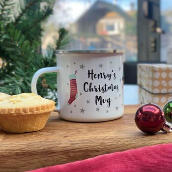 Personalised Traditional Christmas Enamel Mug, 2 of 5