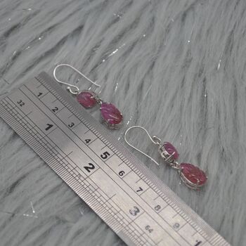 Red Ruby Silver Earrings: Teardrop Dangle, 4 of 8