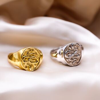 Snake Signet Ring Gold Plated, 5 of 5
