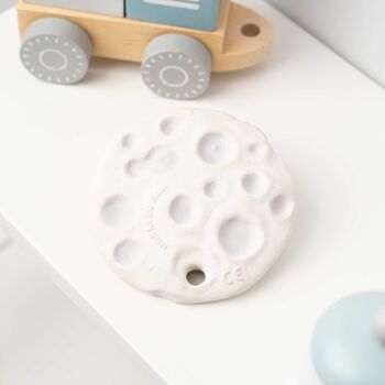 Teether Moon Toy. Baby Gift. Space Themed Toy. Easy To Hold Teething Toy Moon Biscuit®. Natural Rubber Bath Toy For Sensory Play, 6 of 10