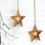 Hanging Gold Star Tea Light Holder, thumbnail 2 of 3