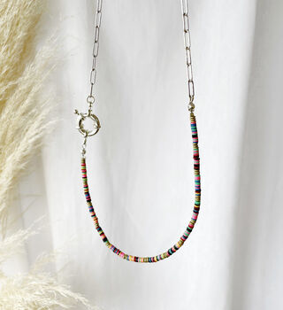 African Recycled Records Bead And Chain Necklace, 5 of 12