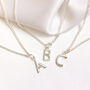 Sterling Silver Triple Diamond Initial Charm Necklace, thumbnail 1 of 5